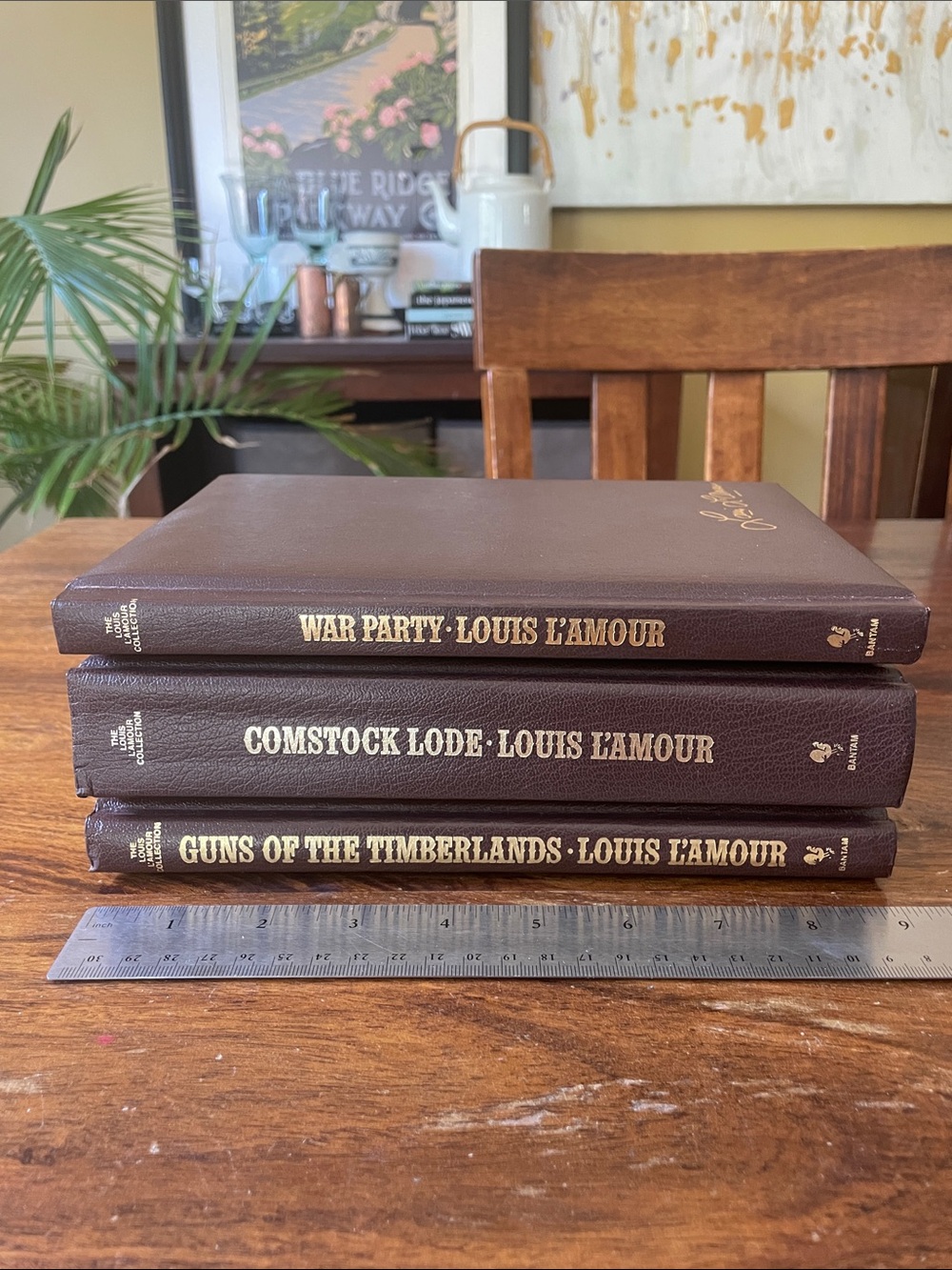3 Louis Lamour L'Amour Brown Vintage Leatherette Hardcover Western Book Set
